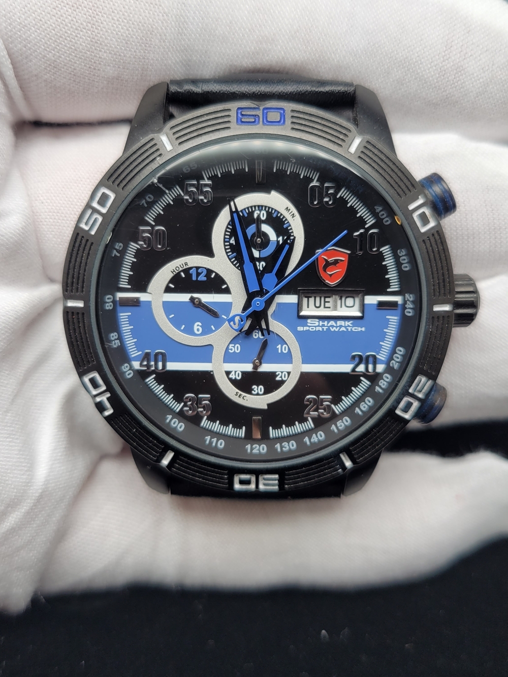 SHARK Sport Watch Black and Blue Chronograph - Japan Quartz Movement